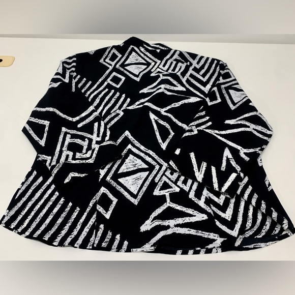 1990s Vintage KATHY CHE Black & White Double Breast Pocket Button Down Top - Picture 15 of 16